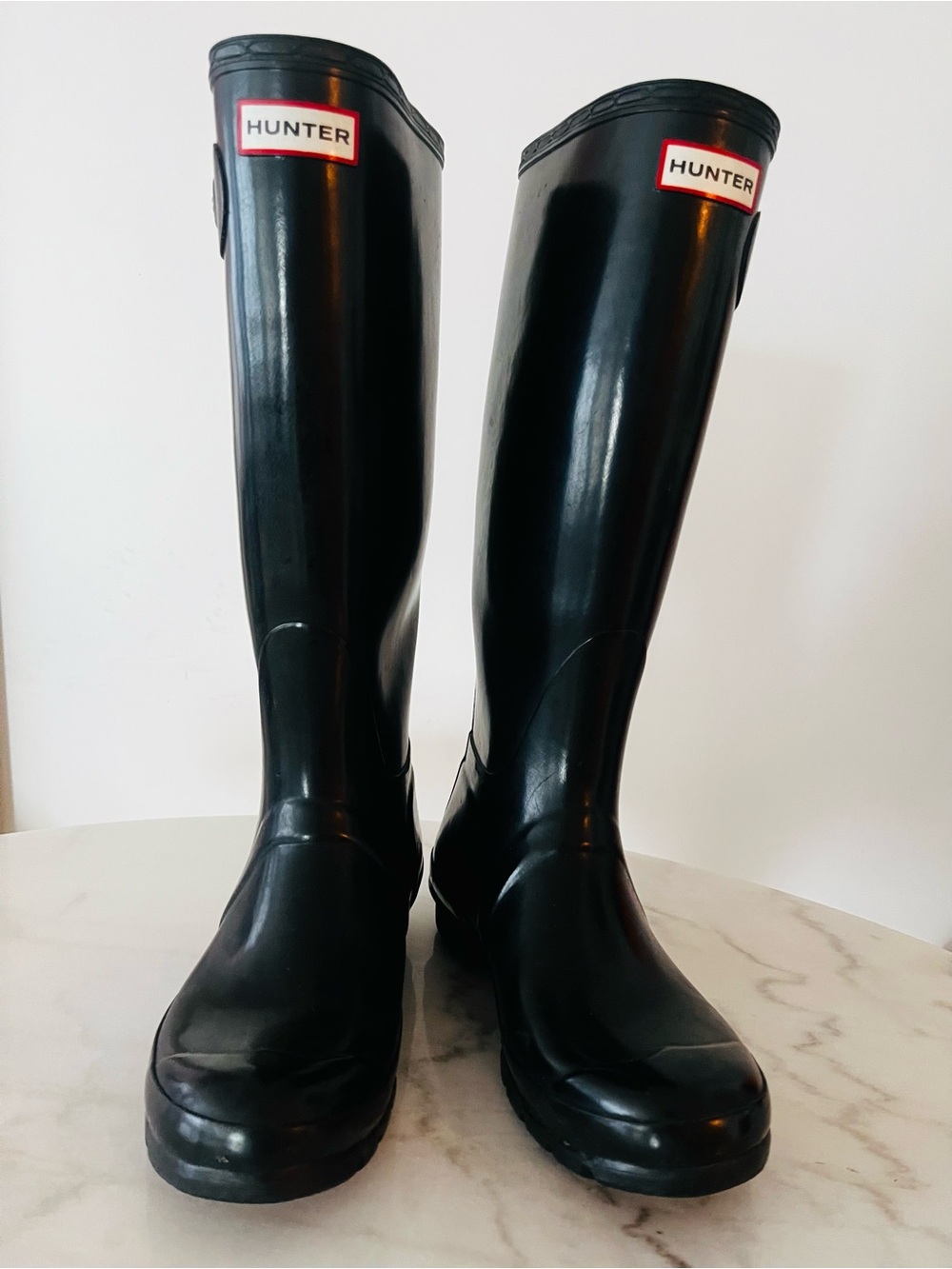 Hunter Original Tall Gloss Rain Boots Black Size 8